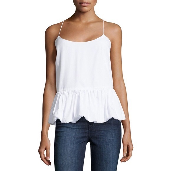 fade to blue Tops - Fade to Blue white peplum bubble hem tank top